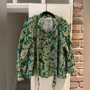 Sezane Zelda Blouse in Seventies Green Flower size 4 - EU 36